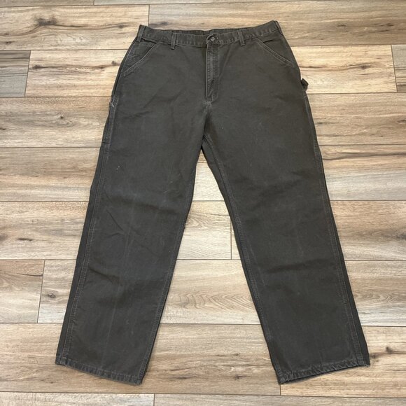 VTG Men's Carhartt Duck Canvas Carpenter Jeans SZ 40x32 Dark Brown B11 TMB